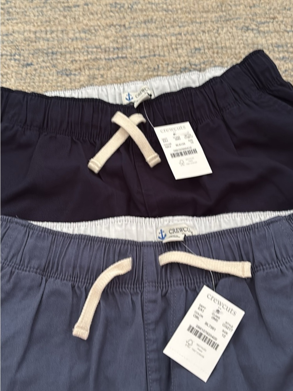 Crewcuts Navy and Slate Blue Drawstring Chino Shorts
